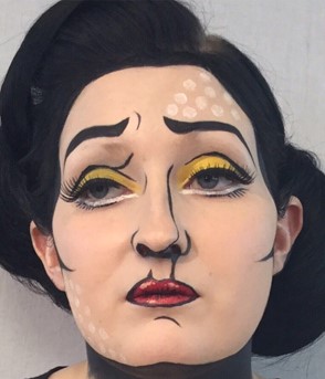 Pop-art inspired hair and make-up by a student from The Iver Academy