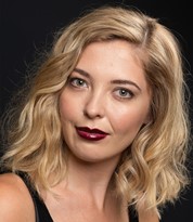 Model wearing make-up and character hair during a training course at Iver Academy