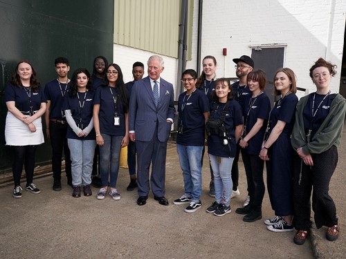 Prince Charles visiting the sets of No Time to Die in 2019